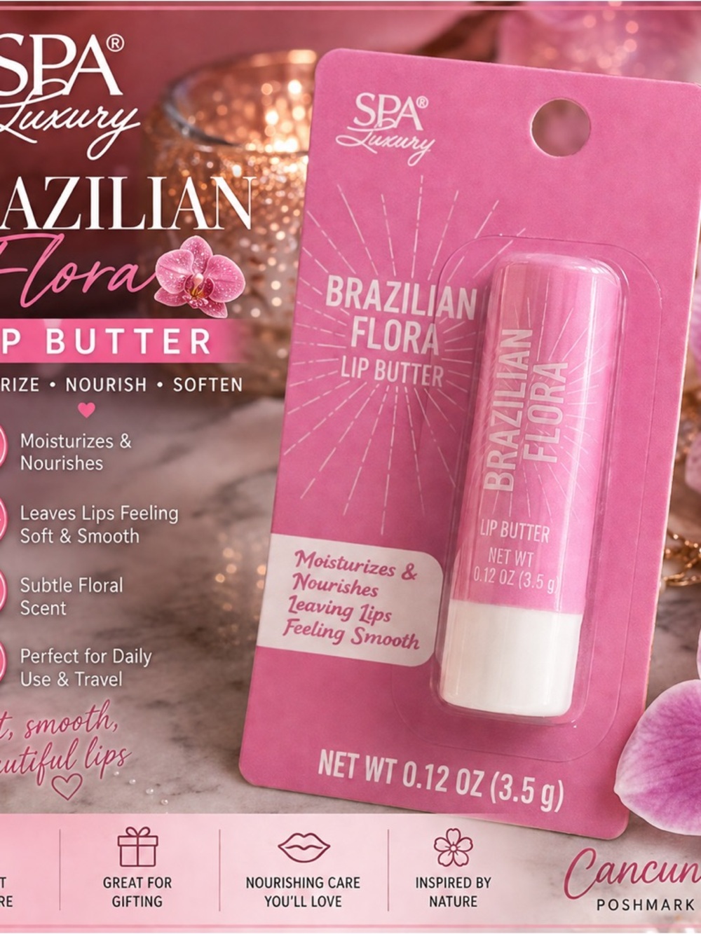 Brazilian Flora Pink Lip Butter - Moisturizing Lip Balm